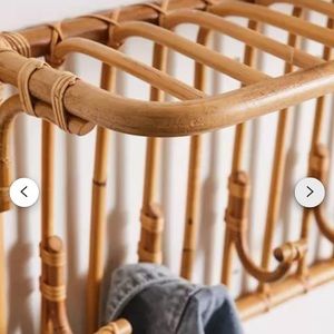 Hanging rattan bamboo shelf with hooks